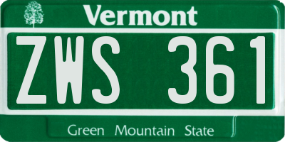 VT license plate ZWS361