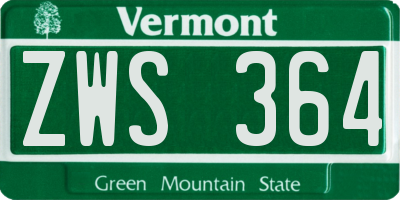 VT license plate ZWS364