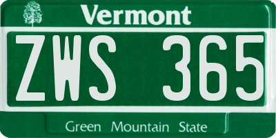 VT license plate ZWS365