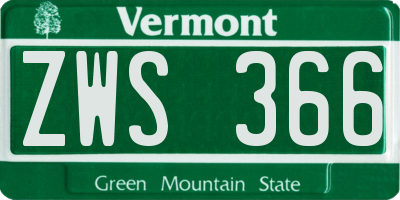 VT license plate ZWS366