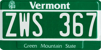 VT license plate ZWS367