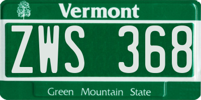 VT license plate ZWS368