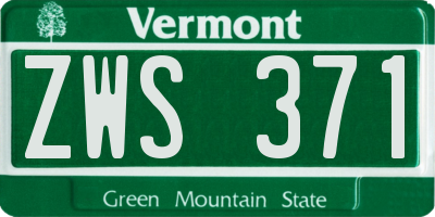 VT license plate ZWS371