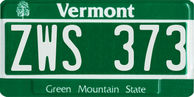 VT license plate ZWS373