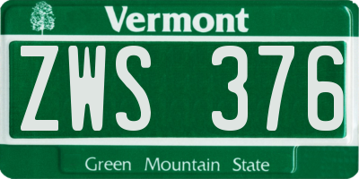 VT license plate ZWS376