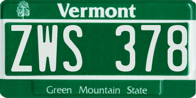 VT license plate ZWS378