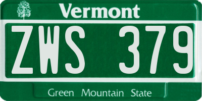 VT license plate ZWS379
