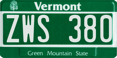VT license plate ZWS380