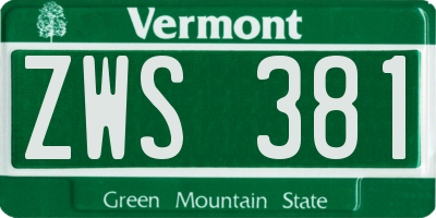 VT license plate ZWS381