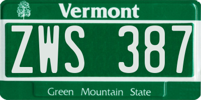 VT license plate ZWS387
