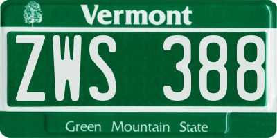 VT license plate ZWS388