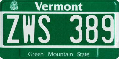 VT license plate ZWS389