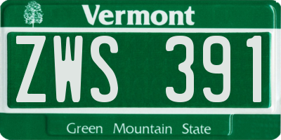 VT license plate ZWS391