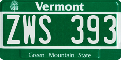 VT license plate ZWS393