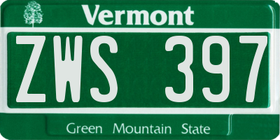 VT license plate ZWS397