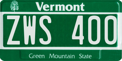 VT license plate ZWS400