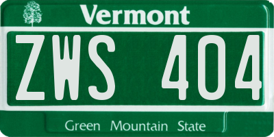 VT license plate ZWS404