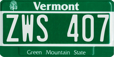 VT license plate ZWS407
