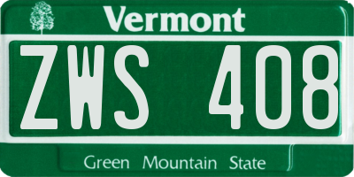 VT license plate ZWS408