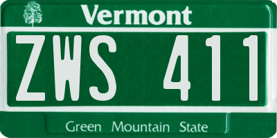 VT license plate ZWS411