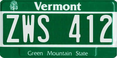 VT license plate ZWS412