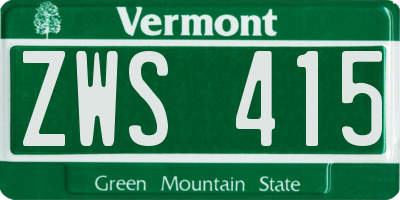 VT license plate ZWS415