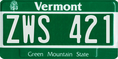 VT license plate ZWS421