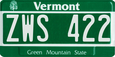 VT license plate ZWS422