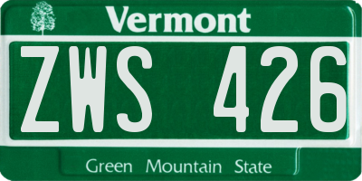 VT license plate ZWS426