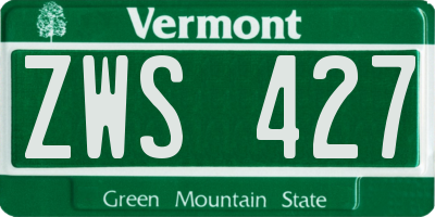 VT license plate ZWS427