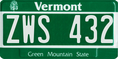 VT license plate ZWS432