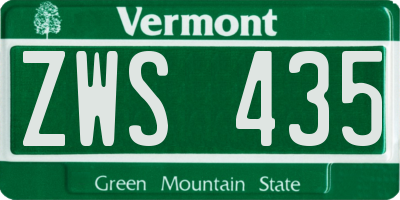 VT license plate ZWS435