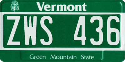 VT license plate ZWS436