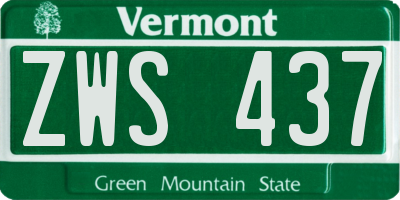 VT license plate ZWS437