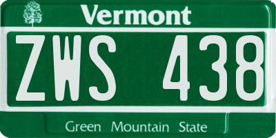 VT license plate ZWS438