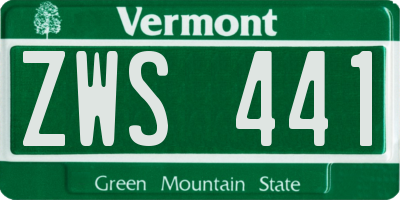 VT license plate ZWS441