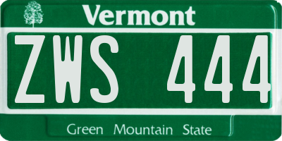 VT license plate ZWS444
