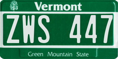 VT license plate ZWS447