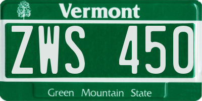 VT license plate ZWS450