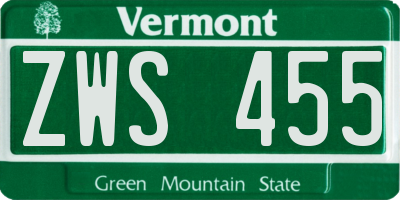 VT license plate ZWS455