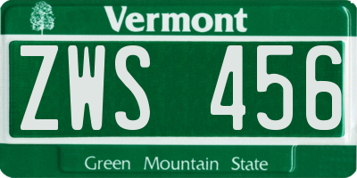 VT license plate ZWS456