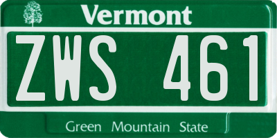 VT license plate ZWS461