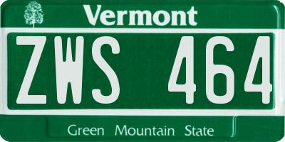 VT license plate ZWS464