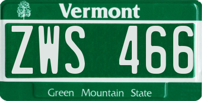VT license plate ZWS466