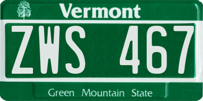 VT license plate ZWS467