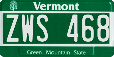 VT license plate ZWS468