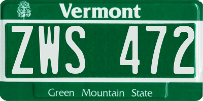 VT license plate ZWS472