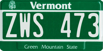 VT license plate ZWS473