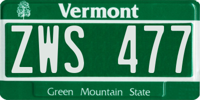 VT license plate ZWS477