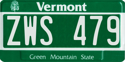 VT license plate ZWS479